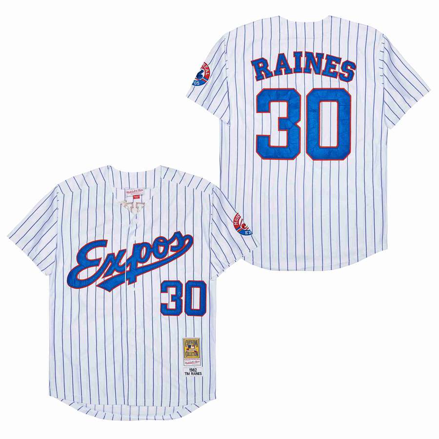 Men Montreal Expos 30 Raines white 1982 Throwback MLB Jerseys